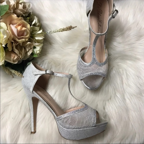 Shoes - 3/$25 Lovely! Lace Rhinestone Heels Size 9